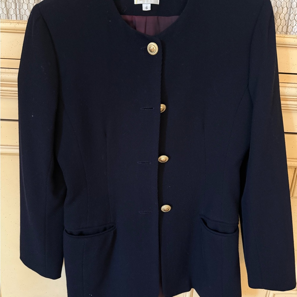 Barami Navy Structured Blazer Jacket with Gold Buttons – Size 6